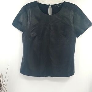 INC Faux Leather &‎ Lace Top